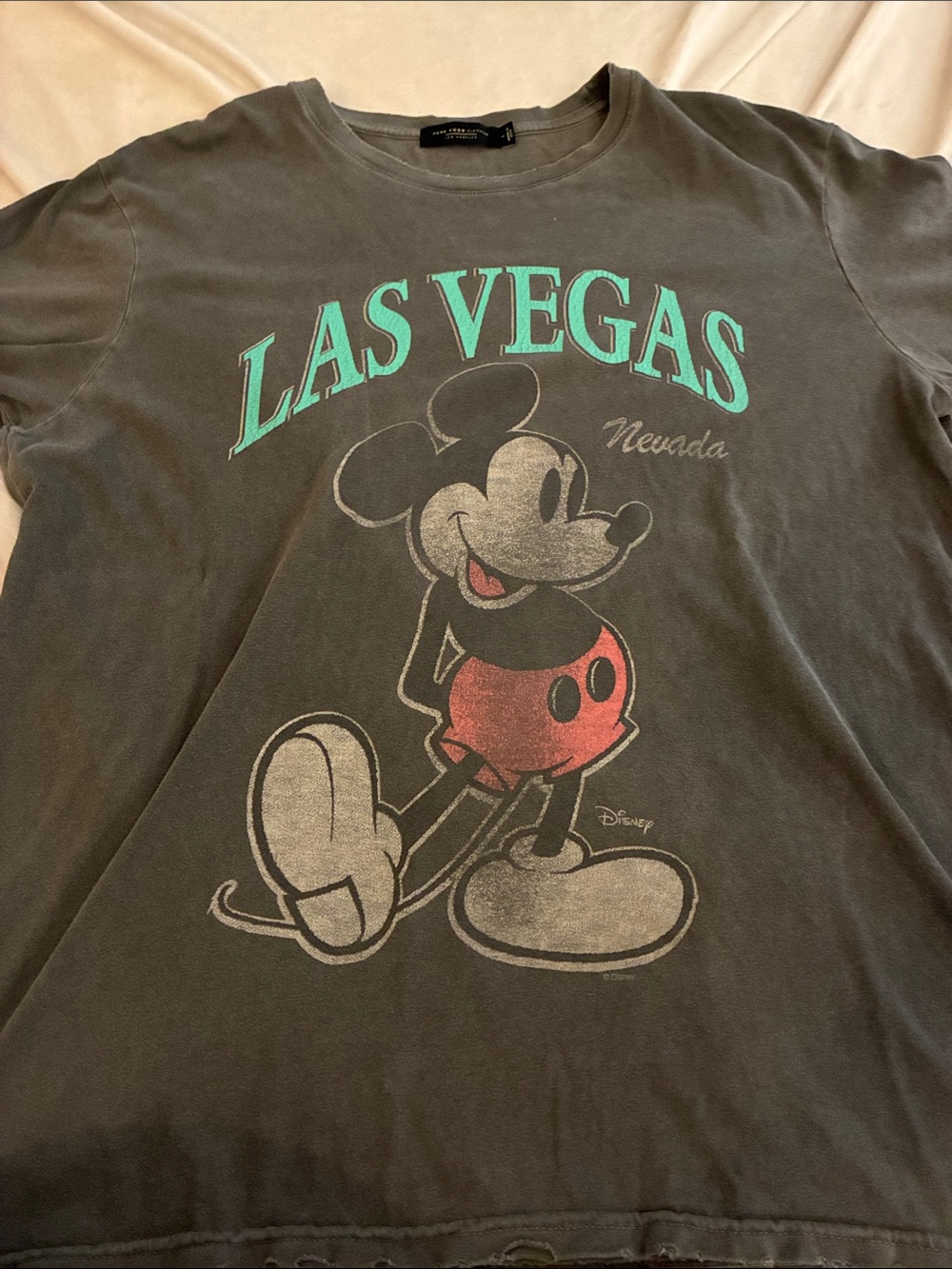 Junk Food Clothing Gray Las Vegas Mickey Tee with Teal & Red